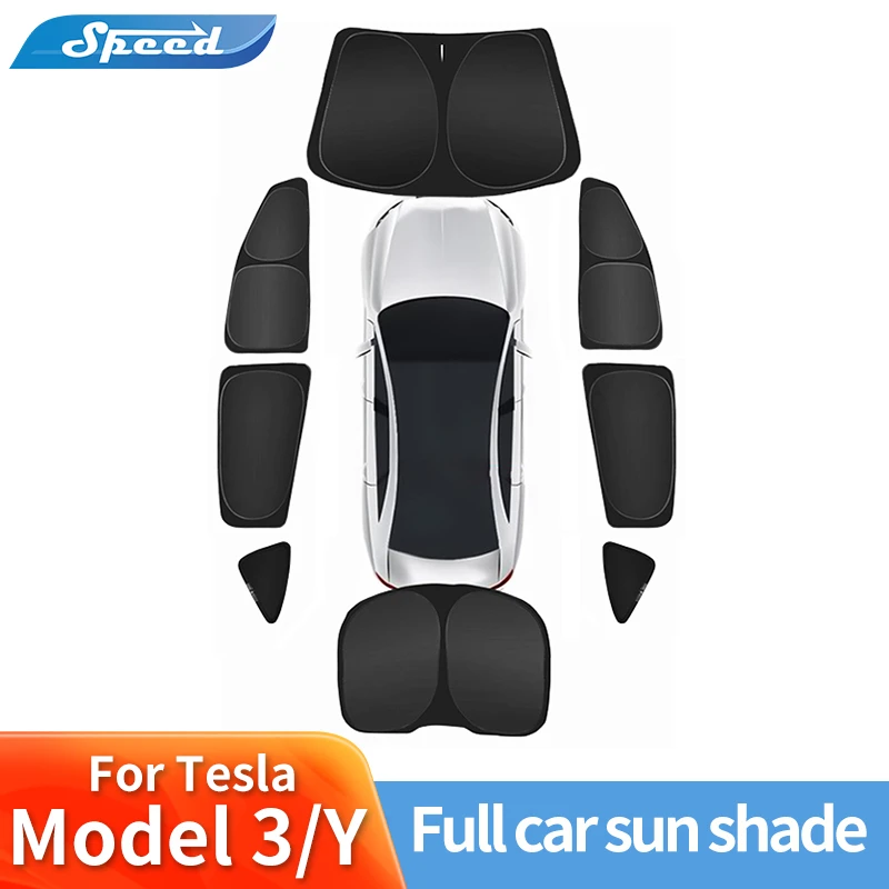 For Tesla 2021-2022 Model 3 Model Y Car Front Rear Windshield Sun Shade Privacy Trim Side Window Sunshade Decorative Accessories car decals