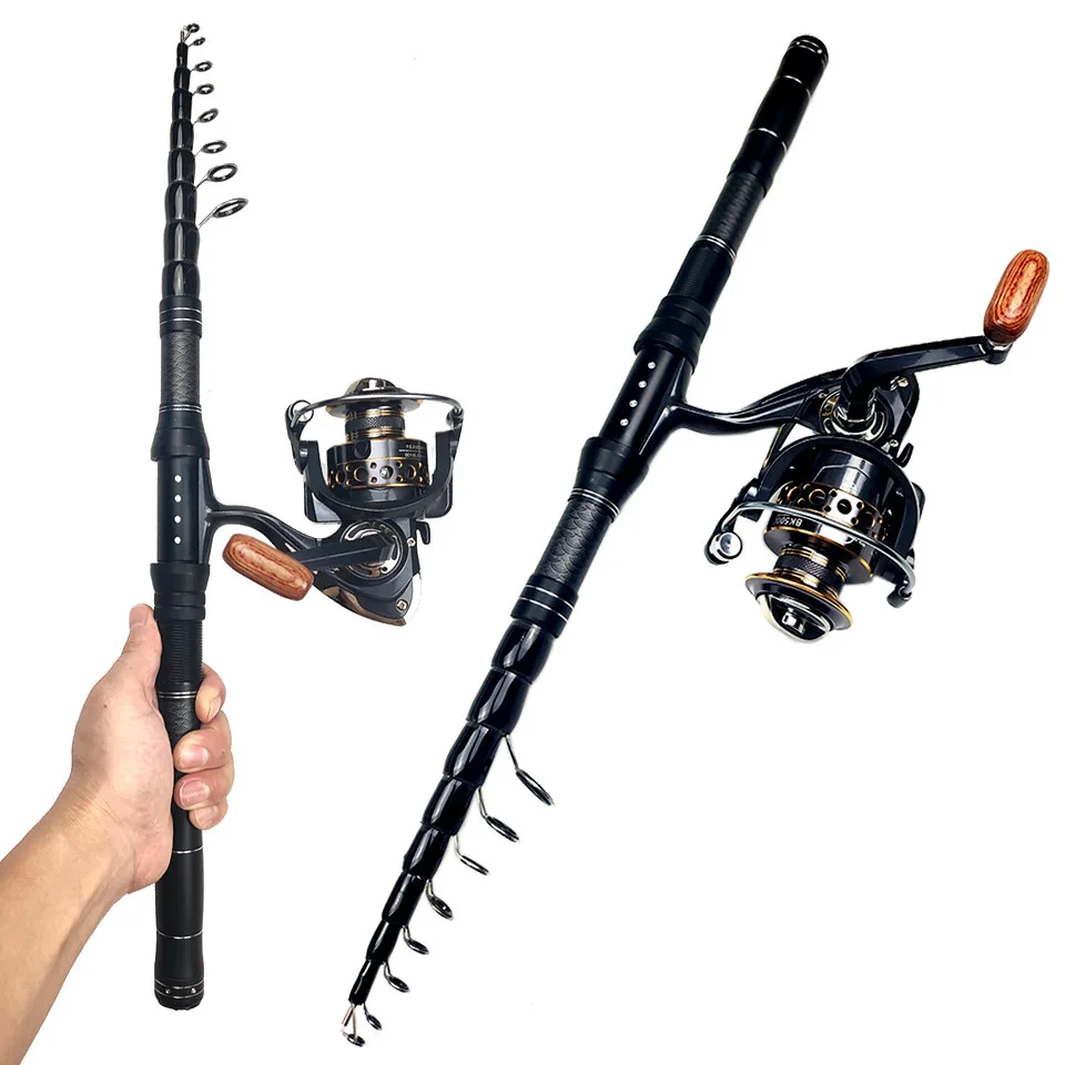 Ultra-short lure rod set long-distance casting rod fishing reel bag combination carbon fiber telescopic sea fishing rod 2