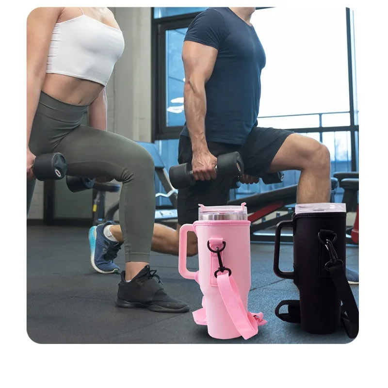 

Car Mounted Water Absorbing Ice Cream Cup Cover with 40OZ Diving Material Handle, Adjustable Shoulder Strap, Water Bottle Cover