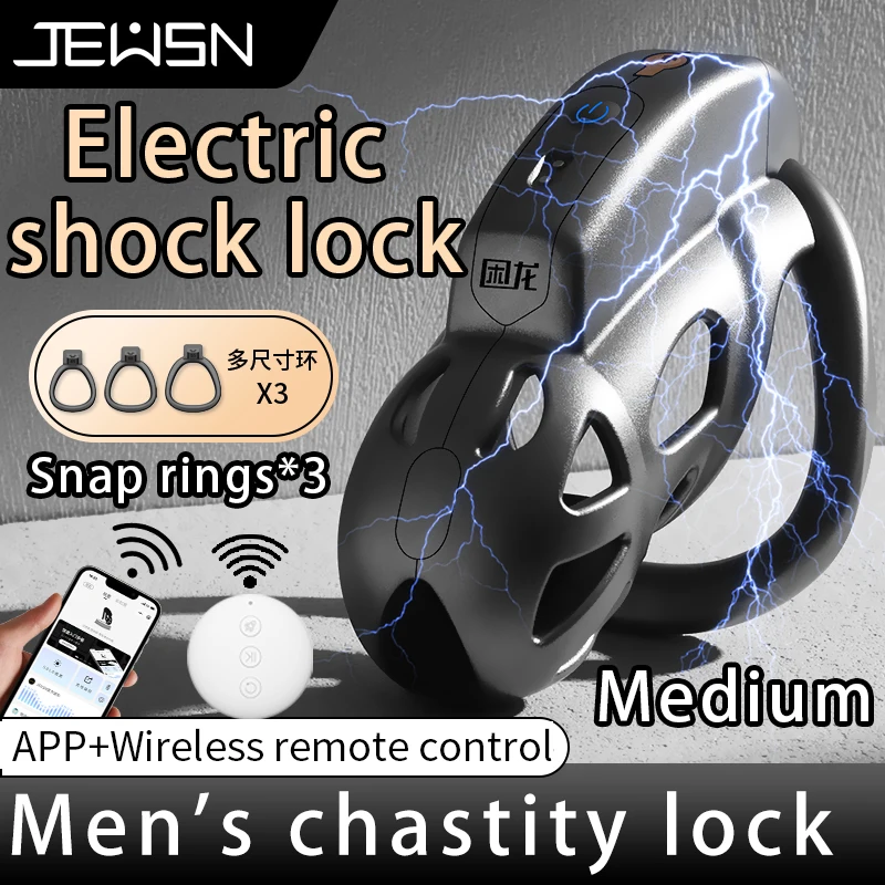 Penis Cage Electric Shock Chastity Lock For Men Gay with 3 Active Rings