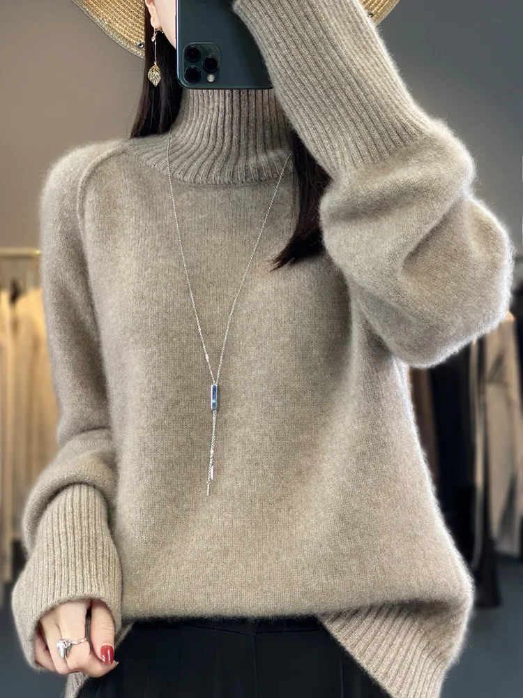 Women Turtleneck Sweater Autumn Winter Basic Pullover 100% Merino Wool Long Sleeves Cashmere Knitted Jumper Female Clothing Tops 5