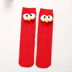Cozy Cartoon Knee - High Cotton Socks for Kids - Fun Eye Design Christmas Gift (Red Socks)
