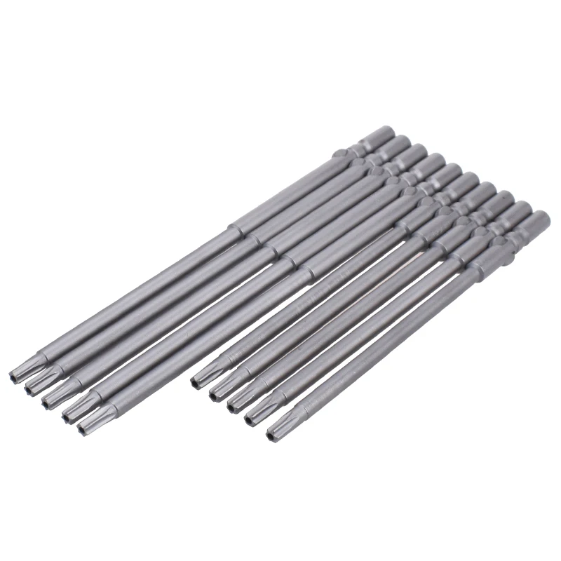 

10pcs 802 Torx Screwdriver Bits T8 -T30 With hole 6mm Round Shank Electric Screwdriver drill Bits Repair Tools long 120mm 150mm