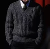 Tailor Brando Vintage V-Neck Aran Sweater 80% Australian Wool Knit Twisted Knit Pullover Sweater 1