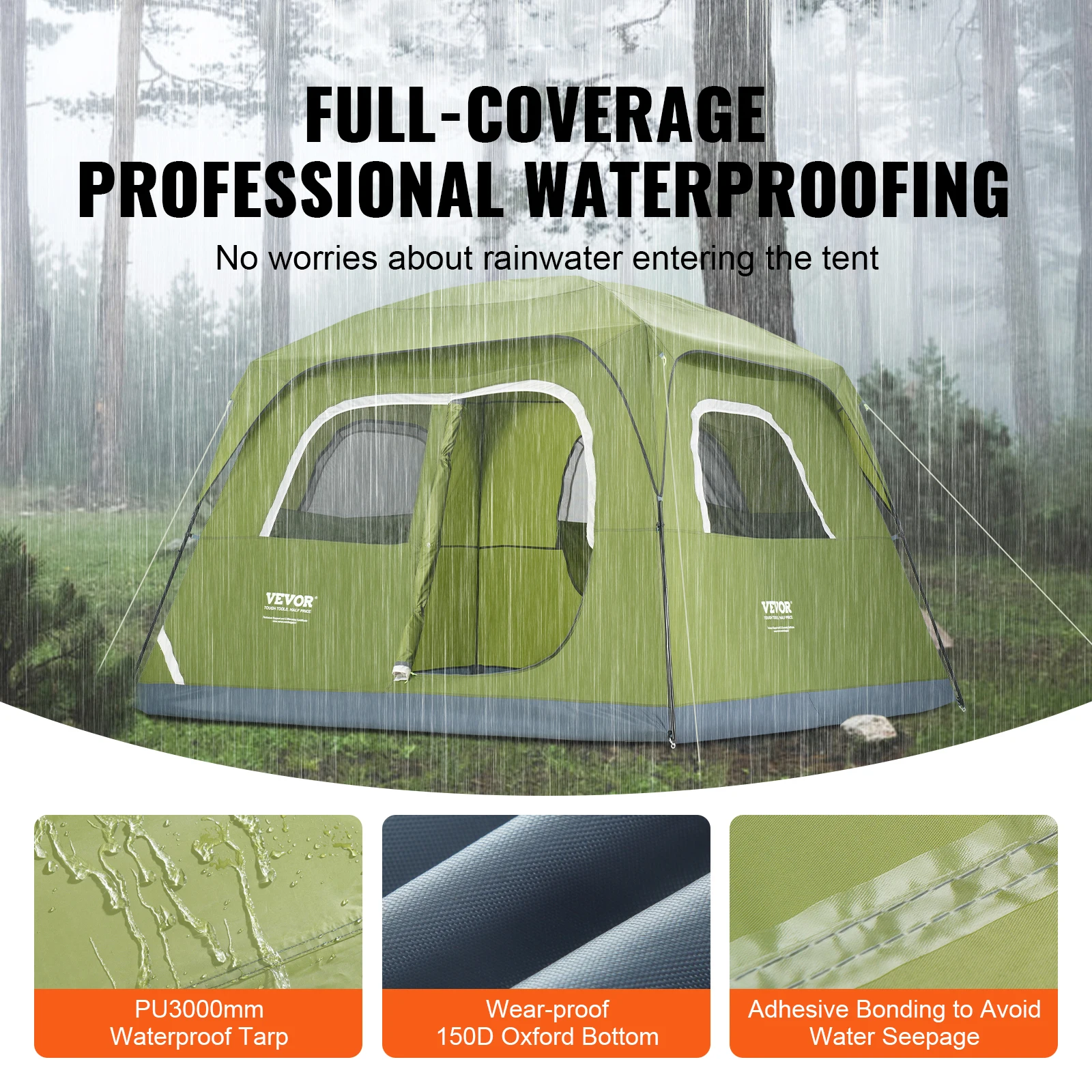 6 Person Outdoor Profession Fabric Tent Rainfly Waterproof Camping Tent Family Outdoor Instant Setup with Carring Bag pop canopy tent camping shower tent