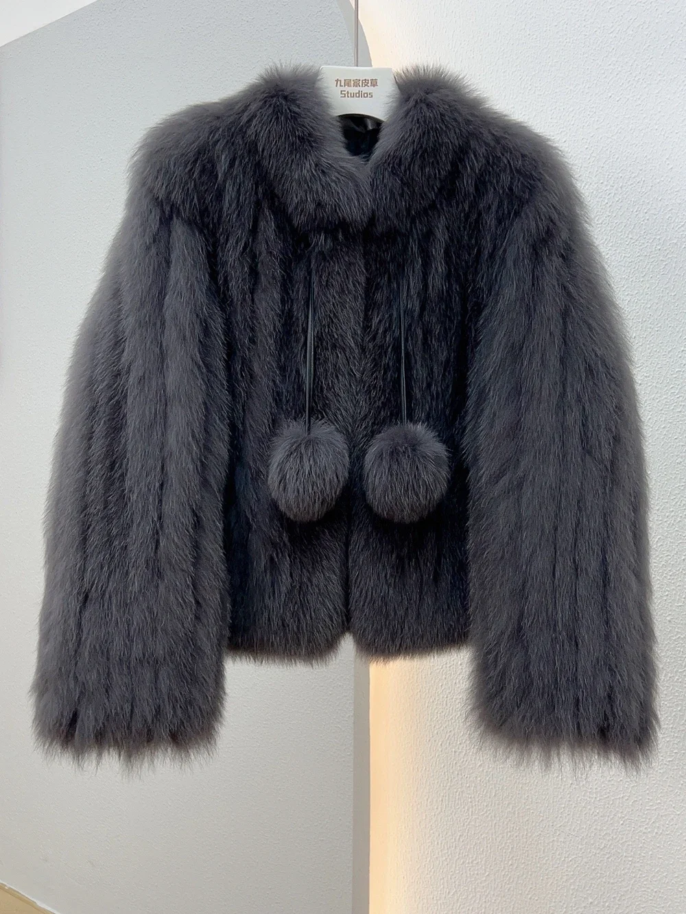 Short Strips Real Fox Fur Coat Young Puffy Jackets Solid Hairball Winter 2023 Thick Warm Luxury Slimming Women's Clothes Casual