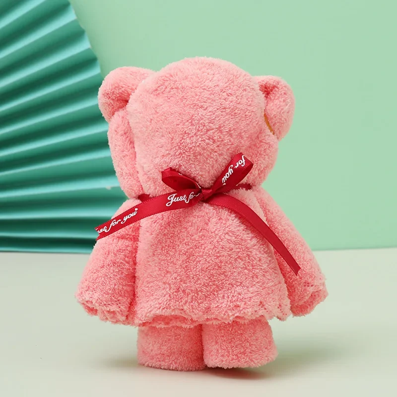 10Sets Bear Towel Face Washing Beauty Birthday Wedding Gift Banquet Party Employee Coral 30*30cm Customize Korean Ins cotton towel,cotton face towels,face towel