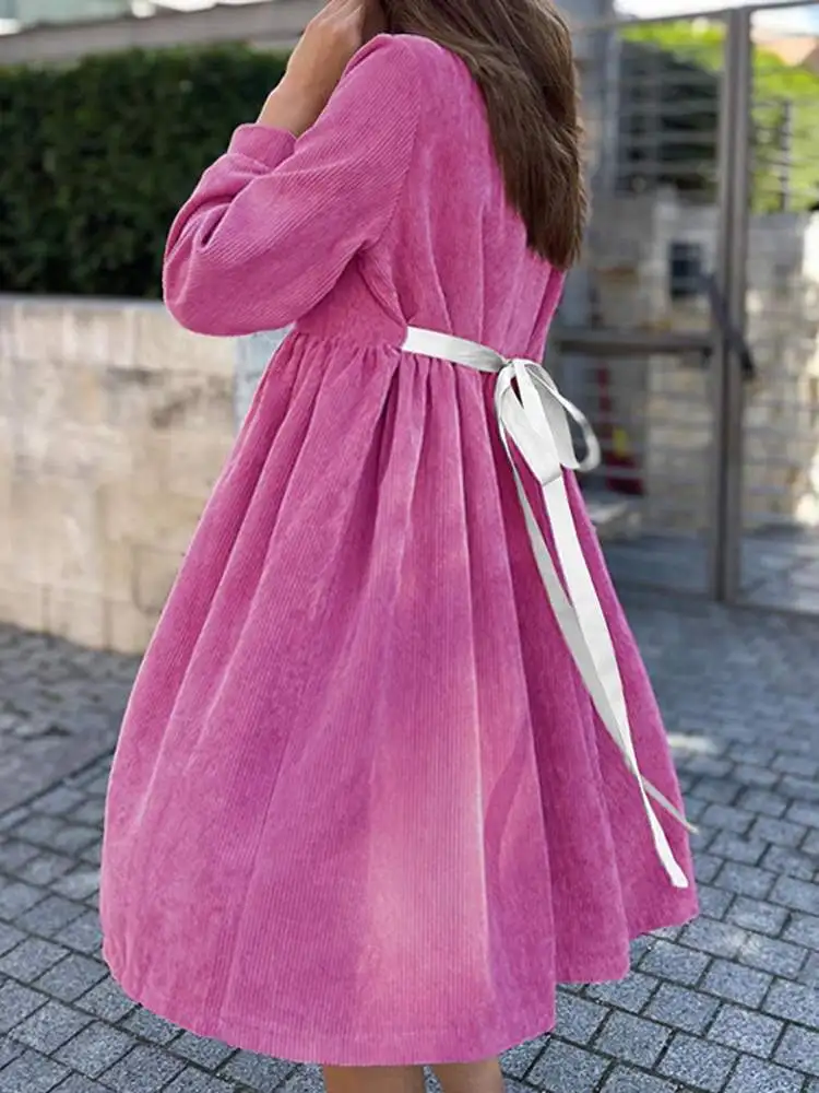 Vestidos de Veludo Longa a Linha Vestido de Festa Vintage Feminino Zanzea Primavera Manga Casual Sólido Baggy Bandagem Oversized 2022 13 Computers & Electronics