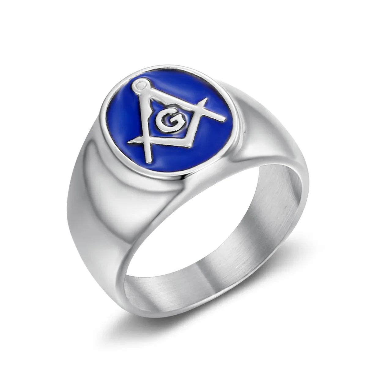 

Blue AG Lodge Master Mason Signet Band Ring Stainless Steel Gold Plated Freemason Masonic Rings for Men Women