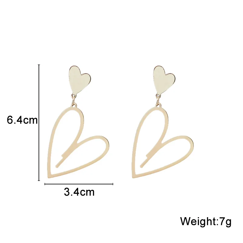 Women's Heart Pendants Hanging Earrings Double-layers Love Heart Dangle Earrings Bohemian Ear Jewelry