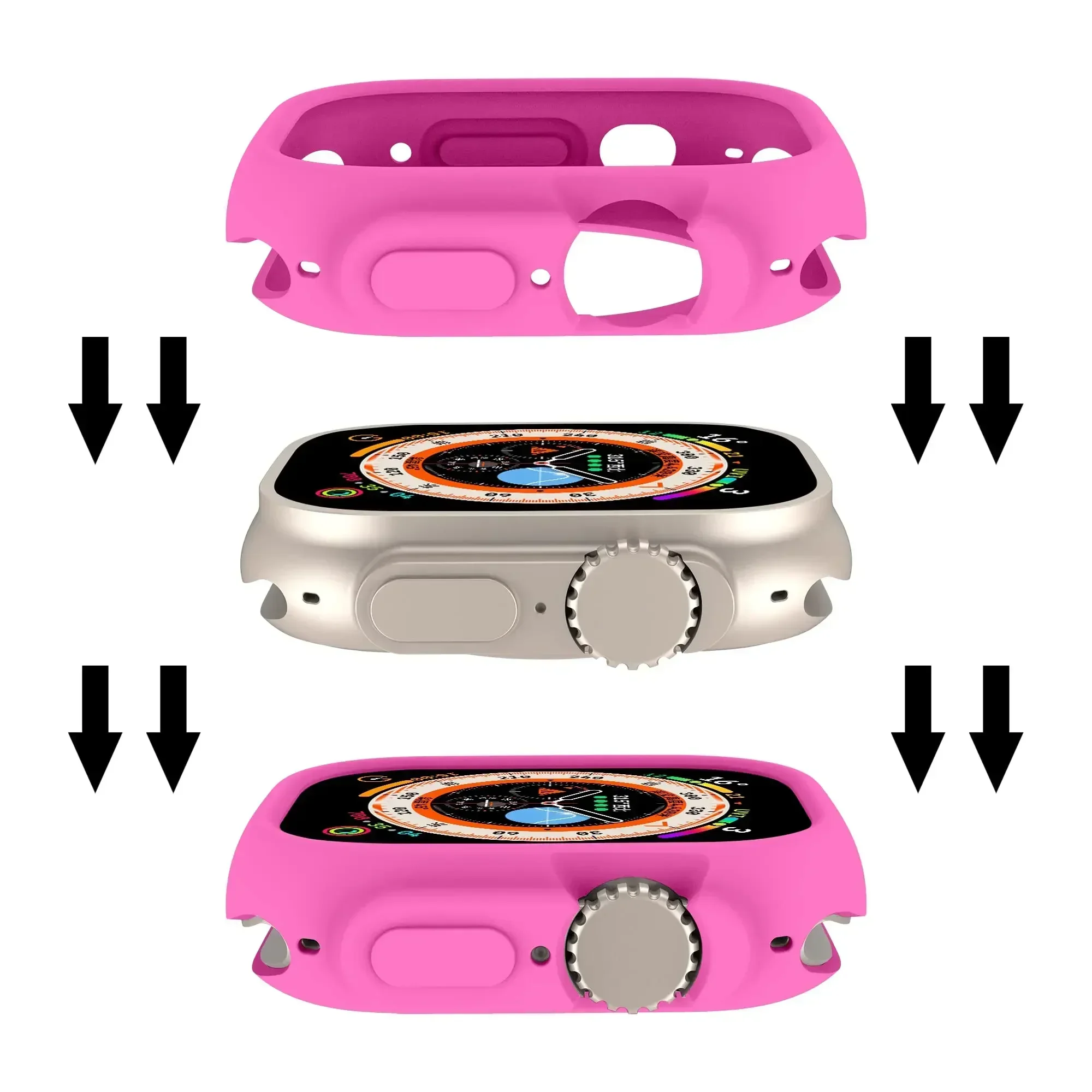 Hoesje Voor Apple Watch Ultra 2 49Mm Band All-Round Schokbestendig Tpu Beschermende Zachte Siliconen Band Cover Bumper Krasbestendig