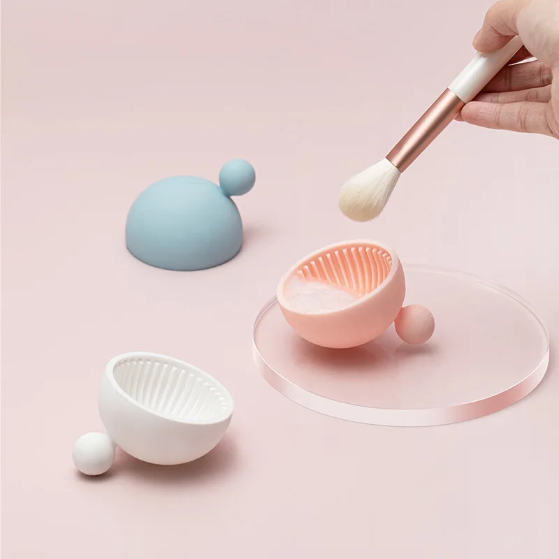 Mini Bortable Silicone Makeup Brush Cleaning Cup Beauty Cleaning Tool With Handle