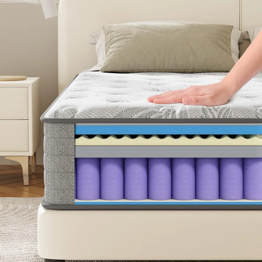 12''Memory Foam Hybrid Mattress Twin XL Size in A Box with Motion Isolation, Strong Edge Support, Pressure Relief, Mattresses 4