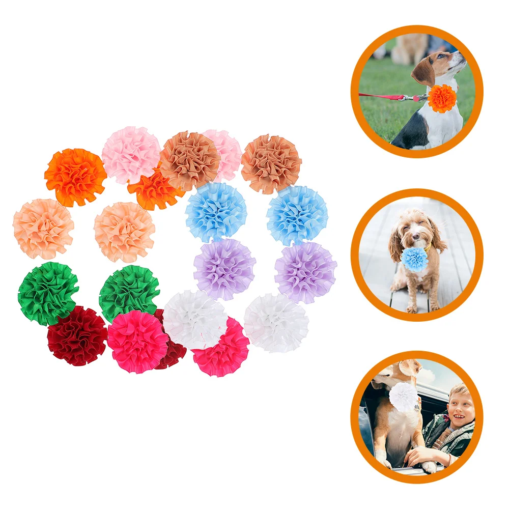 

20 Pcs Dog Bow Pet Beauty Cat Collar Flower Pets Wrinkle Supplies Decorations Polyester Grooming Accessories Decorative