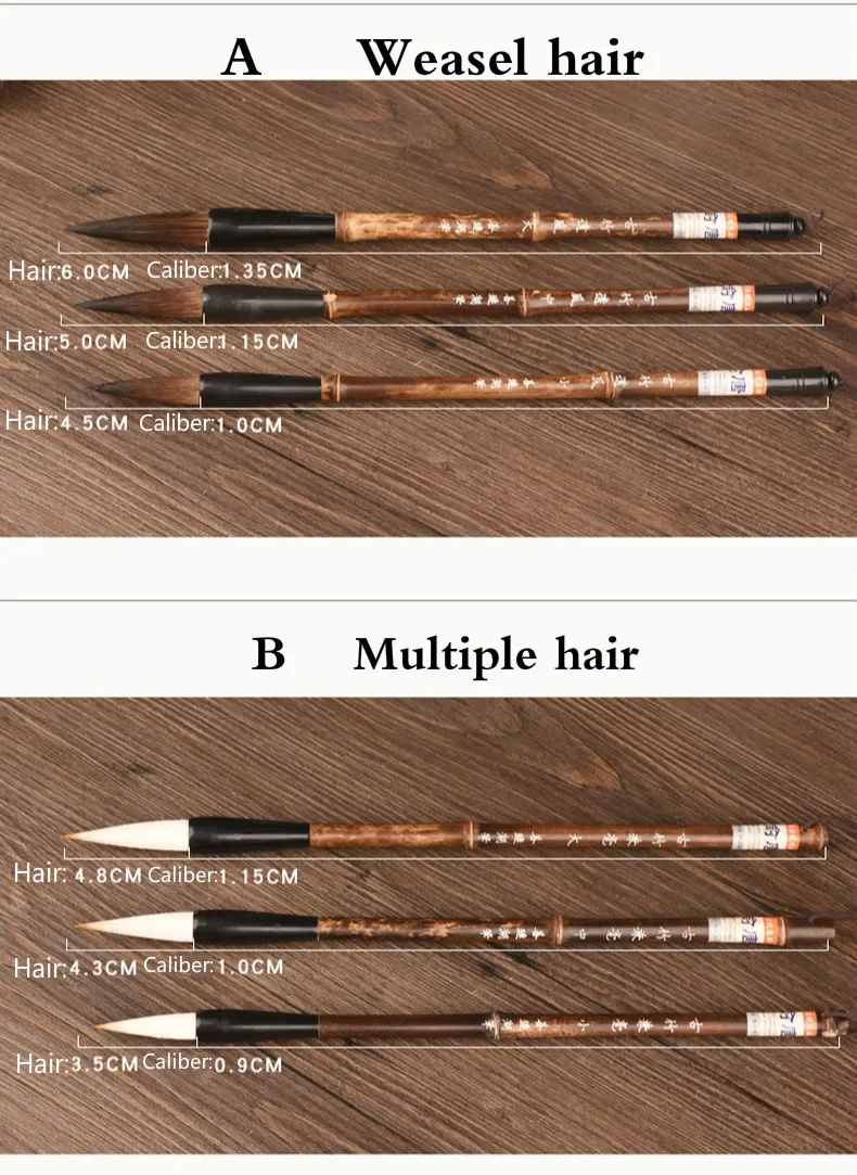 3-teiliges Kalligrafie-Pinsel-Set Caligrafia Gemischte Haarpinsel Chinesische Malerei Kalligrafie Mehrfach-Haarpinsel Tinta China – Detail 3