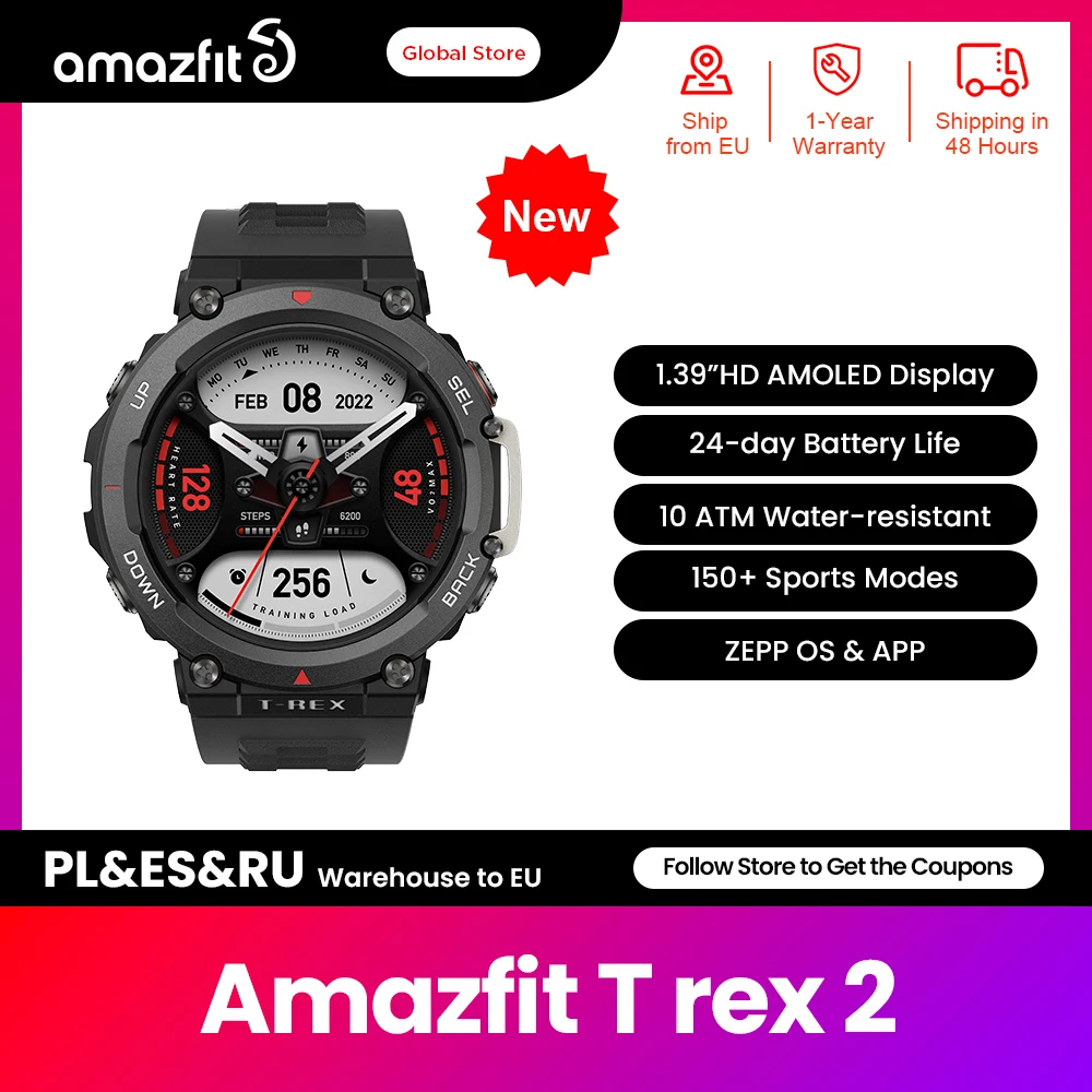 Smartwatch Amazfit T Rex 2 za $173.13 / ~686zł