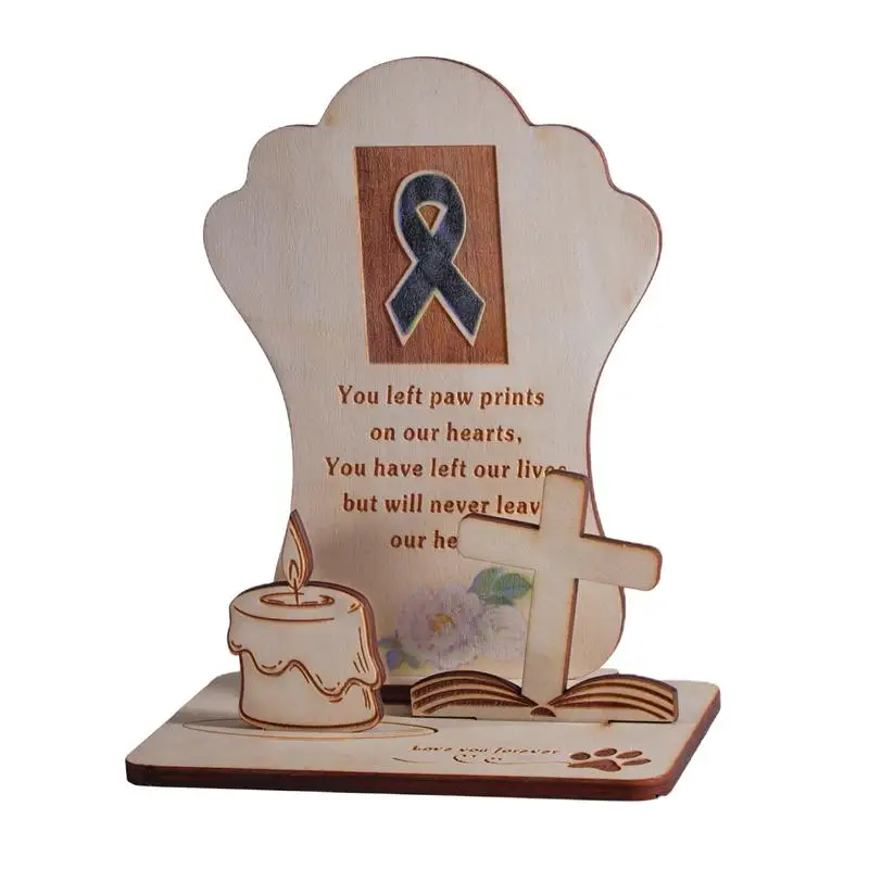 Pets Altar Memorial Stake Wooden Grave Ornament Dog And Cat Remembrance Altar Decorations For Home Patio Grave Yard