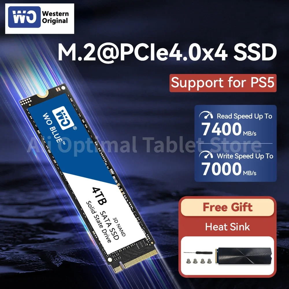 

2024 SSD NVMe M2 1TB 2TB 4TB 7450Mbs Internal Solid State Drive Disk for PS5 PCIe 4.0x4 2280 SSD Drive for PS5 Laptop Desktop