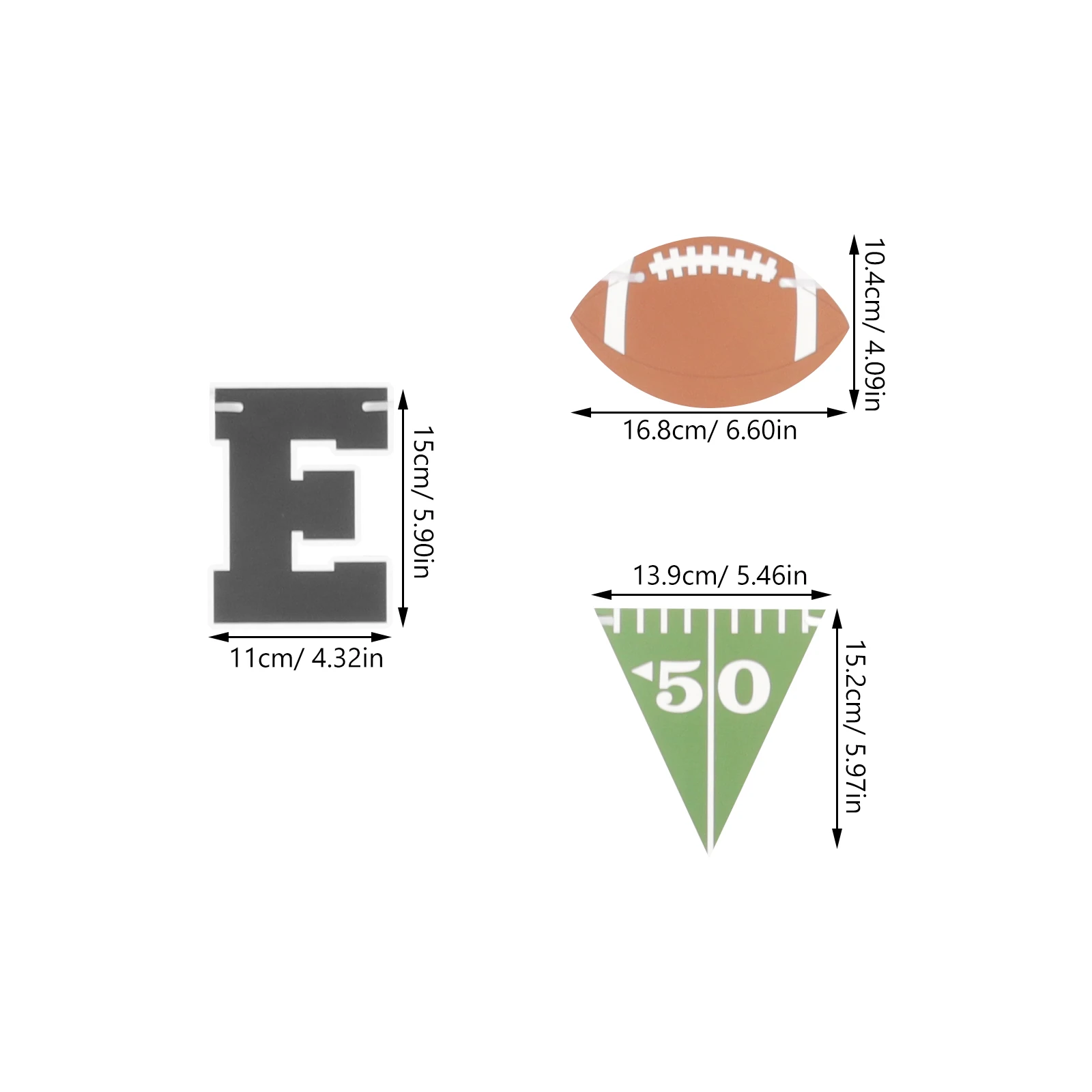 3Pcs American Football Banner Football Bunting American Birthday Themed Party Decoration Pennant Flag
