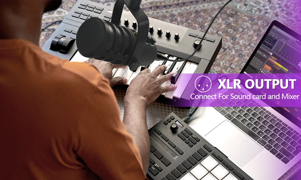 Haomuren XLR USB Dynamic Microphone for Podcasting Recording,PC Computer Streaming Gaming Mic With Mute Button Headphone Jack