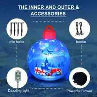 Christmas Inflatable Balls Decorations Blow Ups Christmas Ornament Blue Ball with Santa Gift Designed Pattern Indoor Outdoor Toy 2