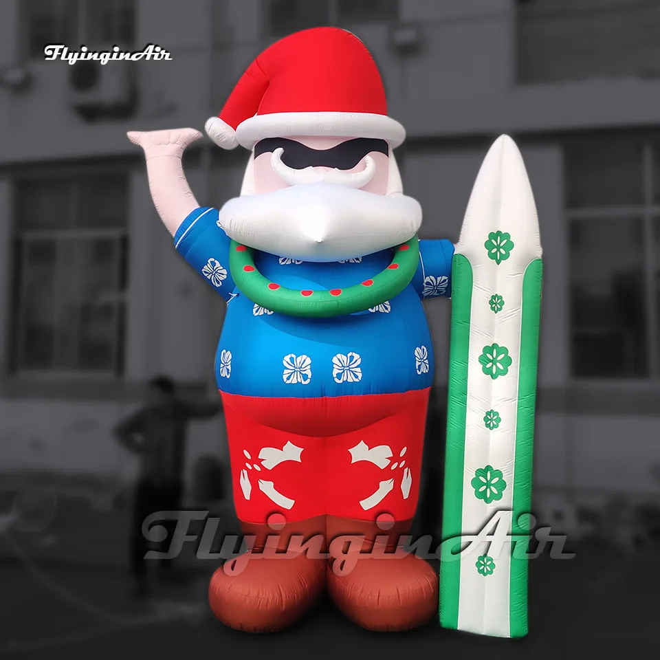 

Fantastic Advertising Giant Inflatable Santa Balloon Father Christmas Figure Model With A Snowboard For Xmas Outdoor Decoration