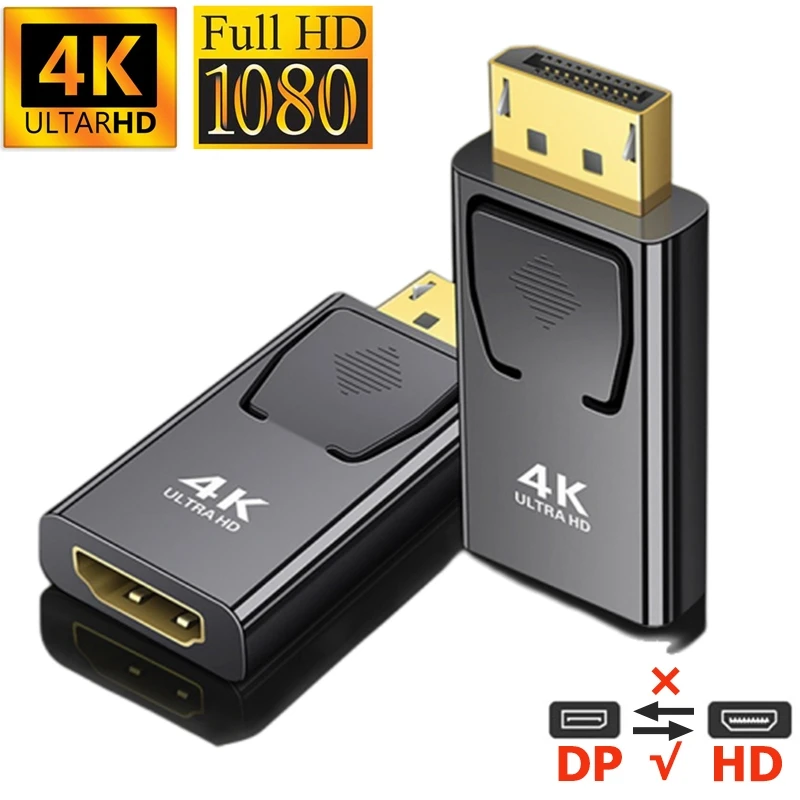 Адаптер Displayport-HDMI совместимый с 4K 1080P, поддержка DP «папа»-«мама», OTG-адаптер для ПК, ноутбука, монитора, телевизора, проектора