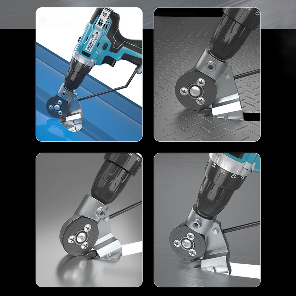 Titanium Steel Electric Drill Plate Cutter Metal Sheet Cutting Tool Attachment Nibbler Sheet Metal Plate Punch Scissors Machine 6