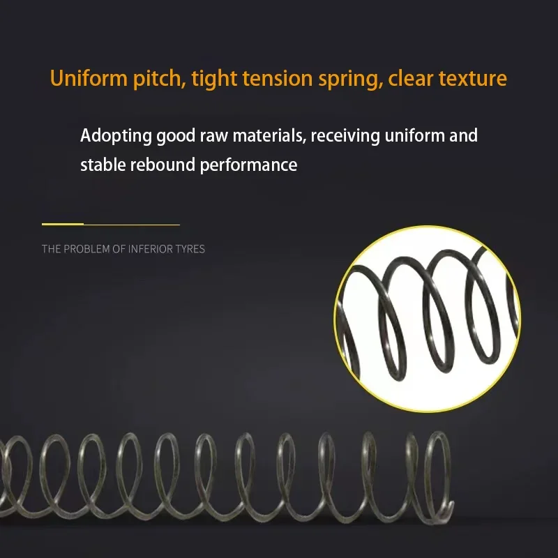 Resorte de compresión de retorno de acero, 65Mn, diámetro del cable: 1,0mm, diámetro: 5-9mm, longitud: 10-50mm, 10 piezas