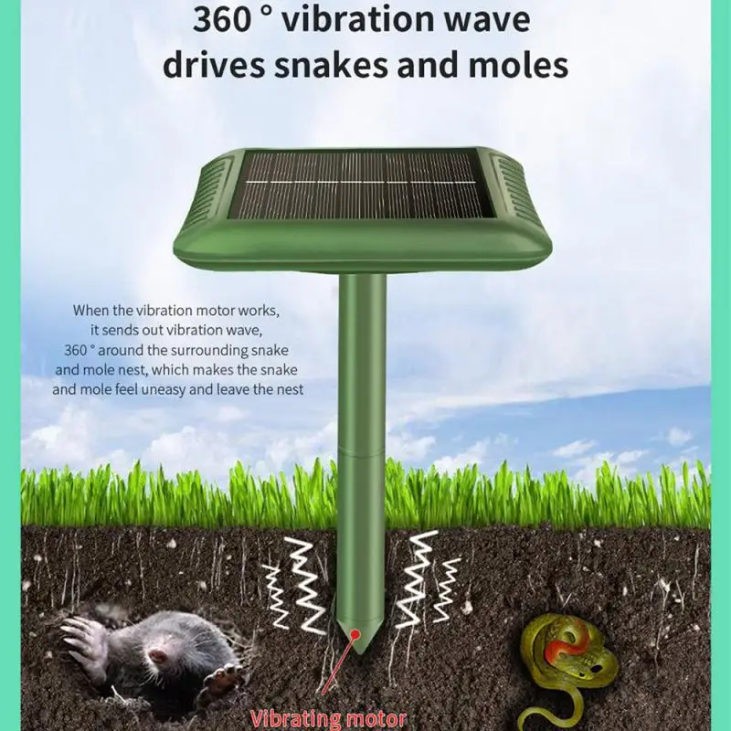 Solar Mouse Mole Repeller Ultrasuoni Sonic Pest Control Garden Electronic Led Light Farm Yard Snake Mouse Strumento Repellente Per Roditori