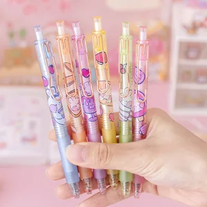 10Pcs/Lot Cute Rabbit Press Gel Pen 0.5mm Black Ink Kawaii Retractable Pens School Supplies Office Writing Stationery Gift