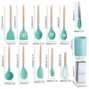 12Pcs Silicone Cooking Utensils Set Wooden Handle Kitchen Cooking Tool Non-stick Cookware Spatula Shovel Egg Kitchenware Beaters 3