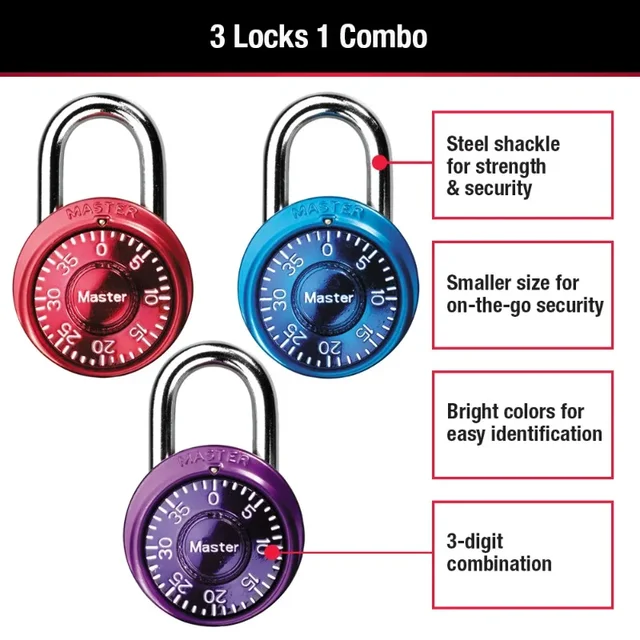 Master Lock 1533MCND Rotary Combination Lock Anti-theft Padlock for Gym and School Locker Security Lock 4