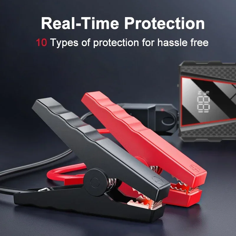 EAFC 1200A Car Jump Starter Power Bank 12V Portable Car Battery Booster Charger Booster Emergency Start Device Lighting