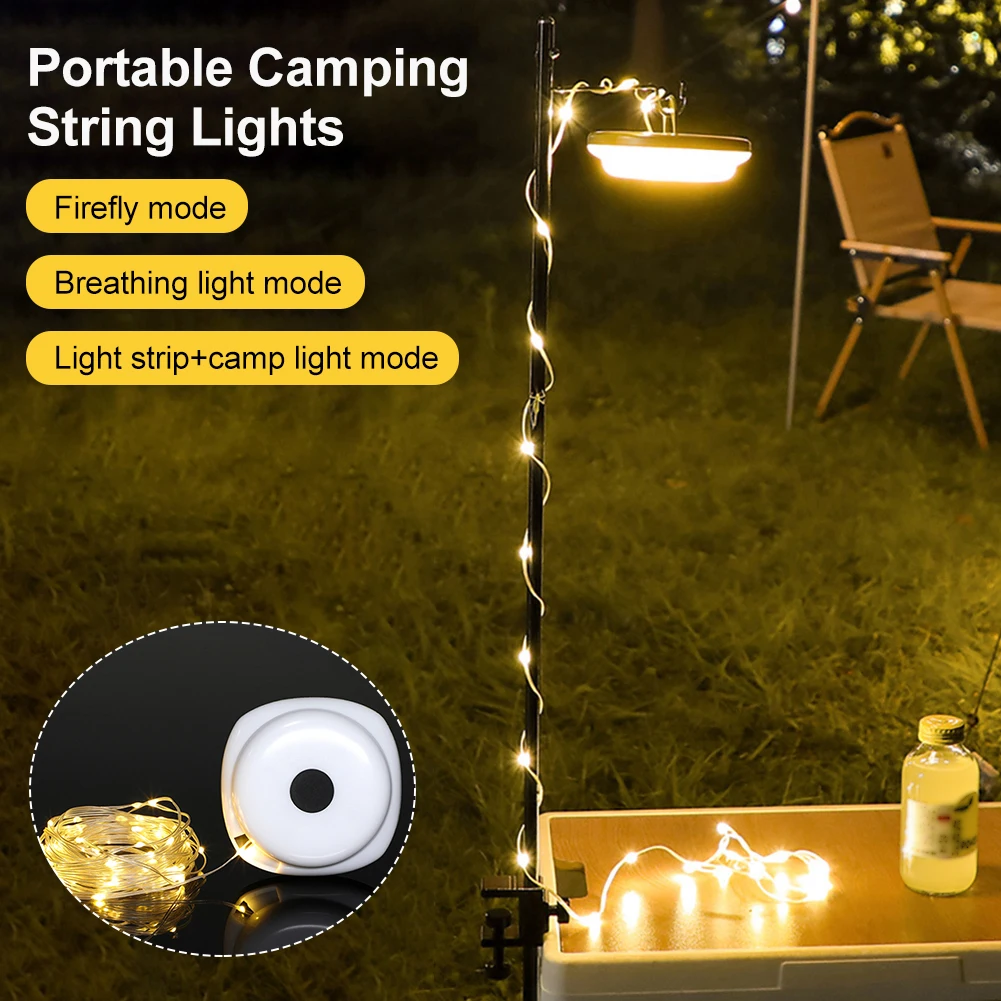 

USB Rechargeable Portable Camping String Lights Retractable Camping Lamps Waterproof Emergency Flashlight Tent Camping Supplies