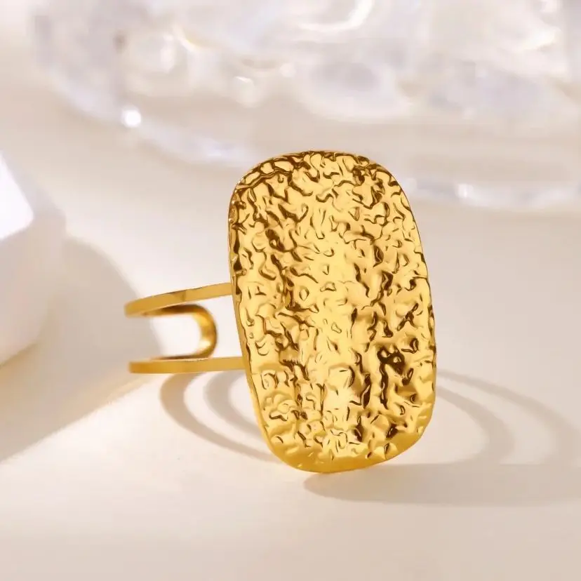 Stainless Steel Rings Gold Color Geometric Opening Ring Hypoallergenic