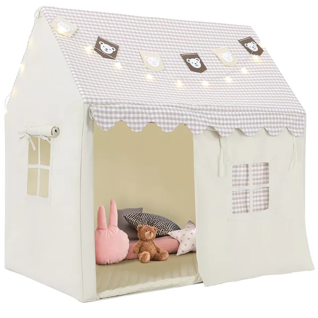 Tente d'intérieur pour enfants, maison de jeu pour enfants avec polymères et lumières, tente de jeu avec bannière et fenêtres, garçons et filles de 1 à 8 ans 1