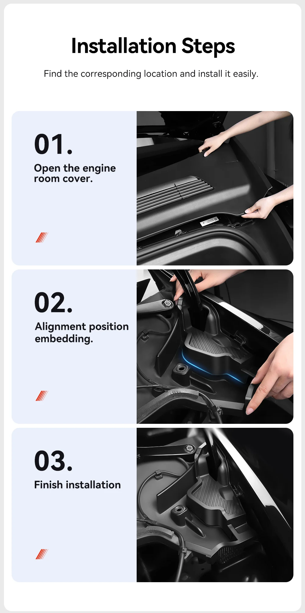 for Tesla Mode 3 Y Highland 2021-2024 front cabin anti-blocking cover water chan
