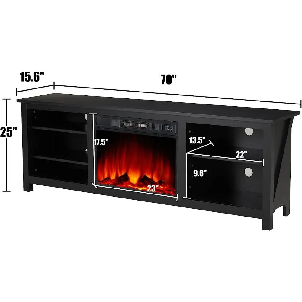 Fireplace TV Stand, Wood Texture Entertainment Center with Electric Fireplace, Farmhouse Entertainment Stand Media TV Console 6