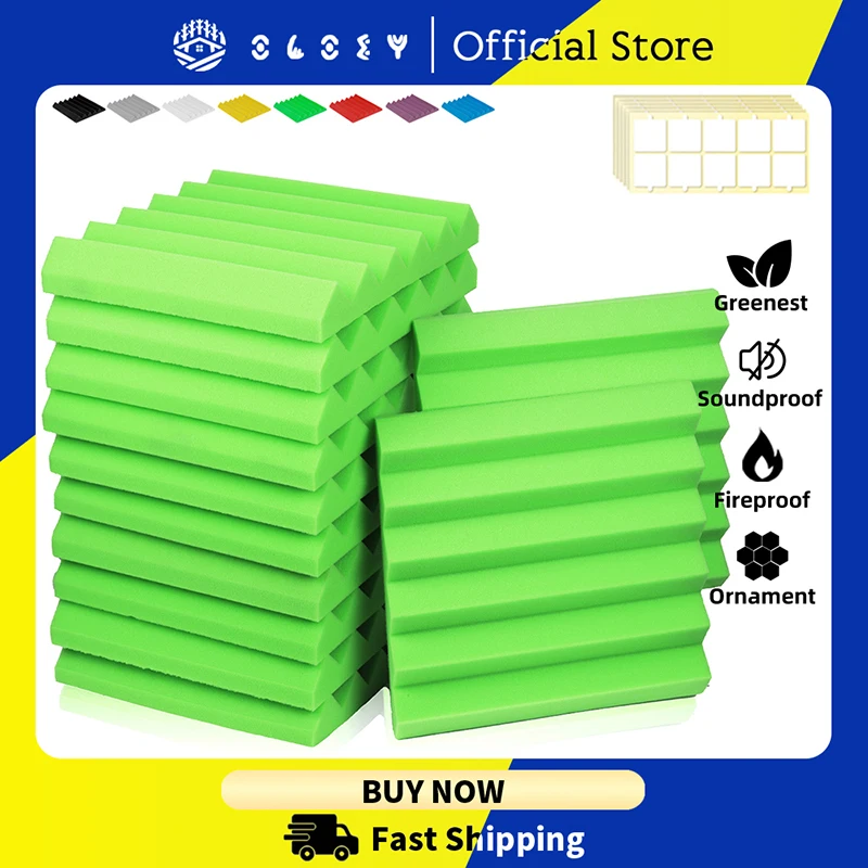 

Acoustic Foam Panels 12 Pack Soundproof Sound Insulation For Wall Studio Recording Wedge Tiles Sound Absorption Treatment Panel