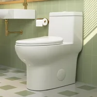 One Piece Toilet with White Button12'' Rough-In Standard Bathroom Toilet Dual Flush 0.8/1.28 GPF Elongated Toilet with Soft 1