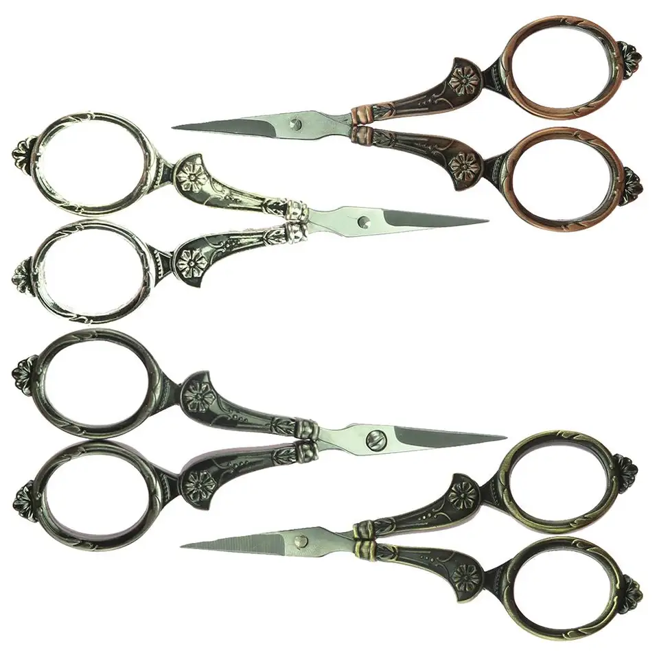 Forbici Da Cucito, Forbici Sarto In Acciaio Inox Modello Di Fiore Vintage Forbici Per Cucito Ricamo Artigianale Strumento Fai Da Te(D'oro