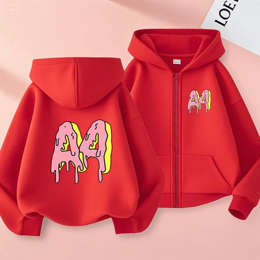 Kinder Produkt A4 Brief Zipper Stil Langarm Top Hoodies Charming Lose Mantel Mädchen Junge 3-12Yrs Freizeit Sweatshirt Kleidung – Detail 7