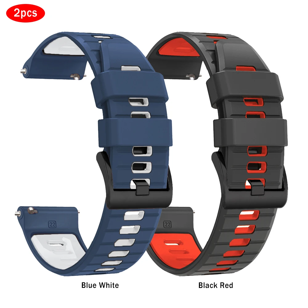Sports Silicone Bracelet - Pack of 2, Compatible with Multiple Smartwatches