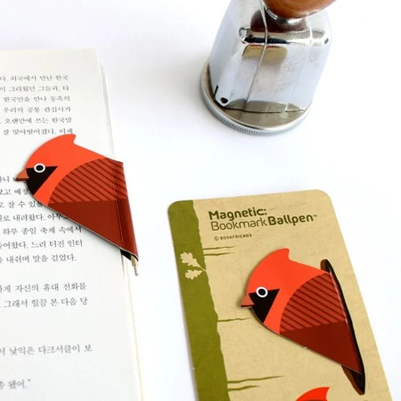 Creative Lovely Birds Magnet Bookmark Ballpen Special Shaped Magnetic Bookmarks Book Accessories korean stationery