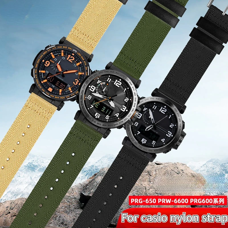 

Нейлоновый холщовый ремешок для Casio PRW-6600Y-1/2A PRG-650 GA2000 быстросъемный мужской водонепроницаемый ремешок для часов 24 мм
