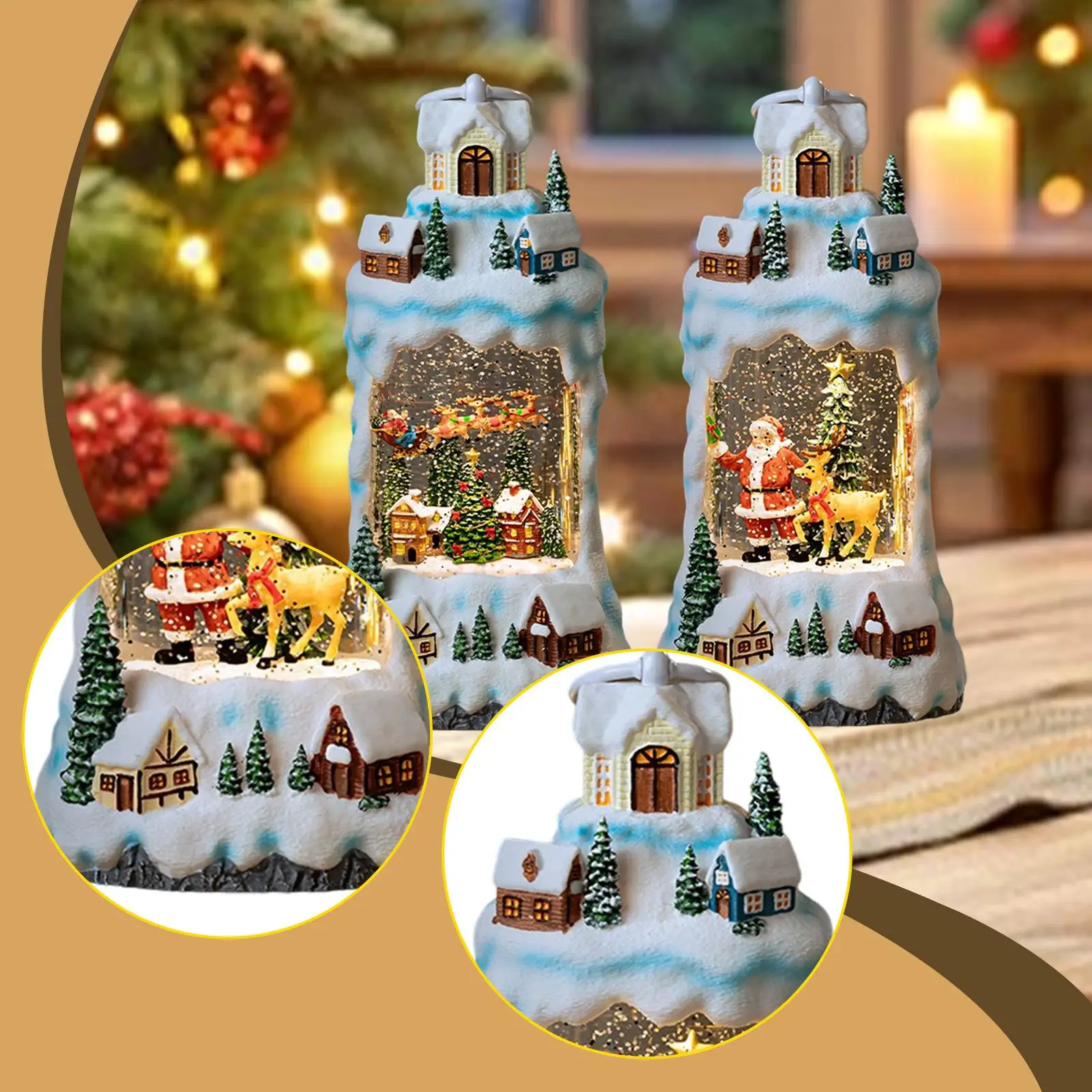 Christmas Village Snow Globe Resin Image Xmas Decor for Office Home Bedroom Christmas Village Snow Globe Resin Image Xmas Decor for Office Home Bedroom