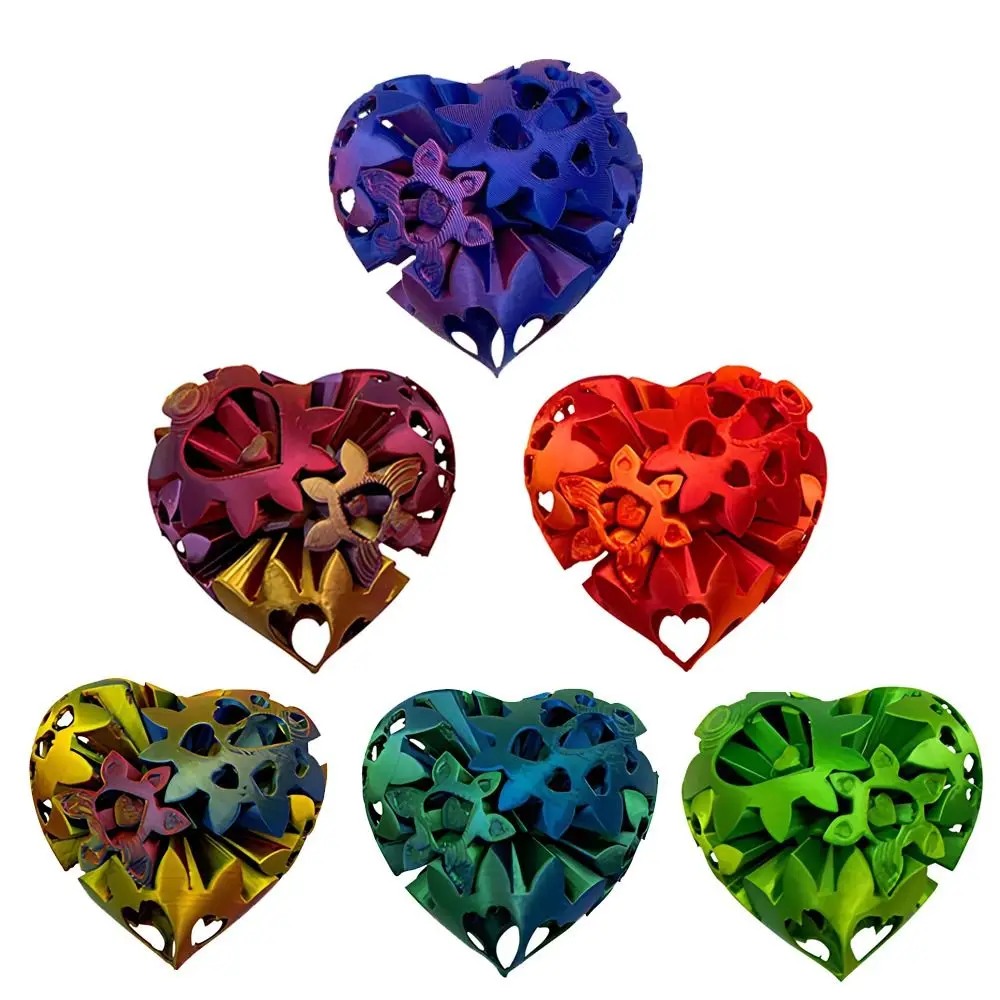 Impossible Spiral Heart 3D Printed Gear Ball Heart Stress Anxiety Relaxing GearSphere Desk Toy Decorative Ornaments Fidget Toy