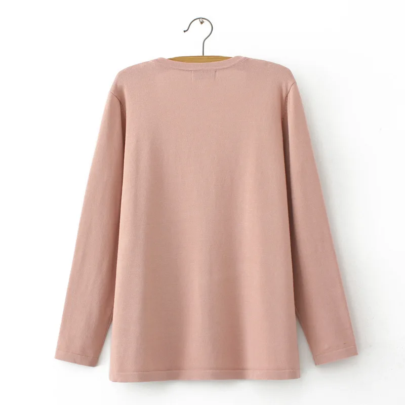 Womens Plus Size Autumn Winter Sweaters Casual Clothing Long Sleeve Fake Two Pieces Jumpers Curve Knitted Pullovers E2 3056