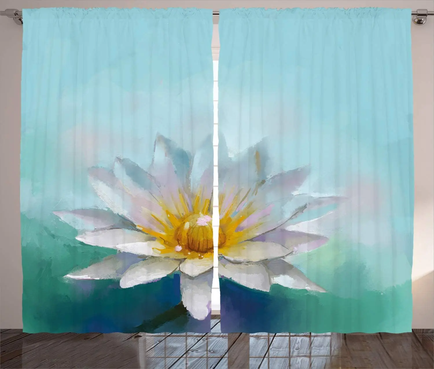 

Drawing Lotus Like Daisies Herbs Foliage of The Spring an Image Print Curtains for Bedroom Curtain for Living Room Kitchen Decor